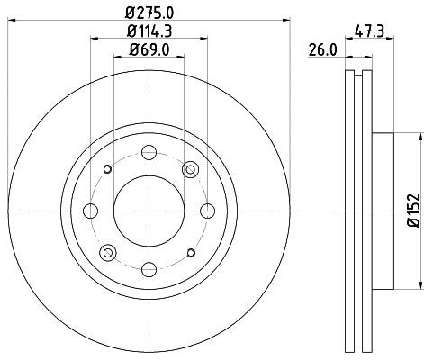 Hella 8DD 355 111-781 Тормозной диск передний вентилируемый 8DD355111781: Отличная цена - Купить в Польше на 2407.PL!