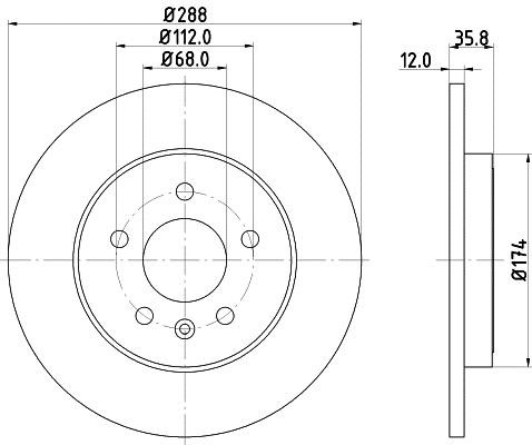 Hella 8DD 355 111-811 Rear brake disc, non-ventilated 8DD355111811: Buy near me in Poland at 2407.PL - Good price!