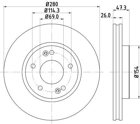 Hella 8DD 355 129-711 Тормозной диск задний невентилируемый 8DD355129711: Отличная цена - Купить в Польше на 2407.PL!
