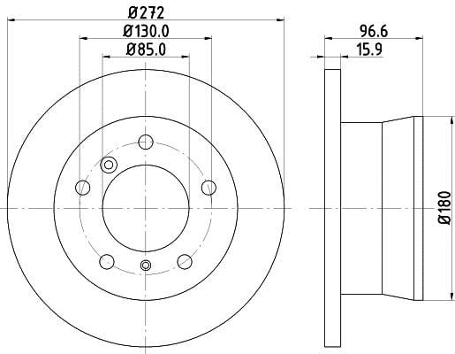 Hella 8DD 355 111-901 Тормозной диск задний невентилируемый 8DD355111901: Отличная цена - Купить в Польше на 2407.PL!