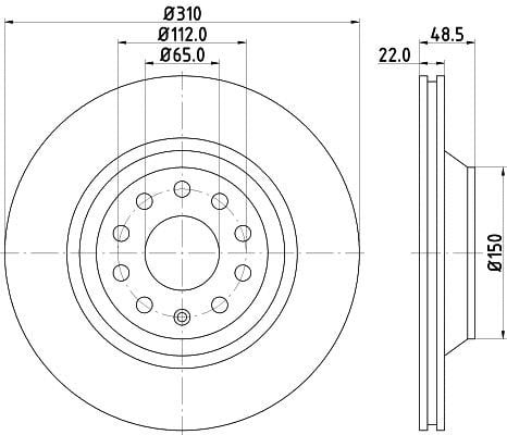 Hella 8DD 355 128-451 Тормозной диск задний вентилируемый 8DD355128451: Отличная цена - Купить в Польше на 2407.PL!