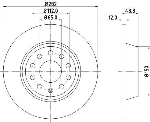 Hella 8DD 355 112-141 Тормозной диск задний невентилируемый 8DD355112141: Отличная цена - Купить в Польше на 2407.PL!