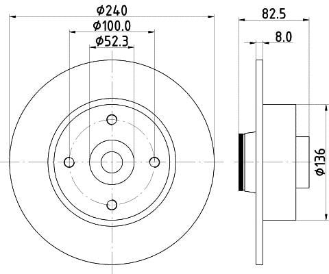 Hella 8DD 355 123-241 Тормозной диск задний невентилируемый 8DD355123241: Купить в Польше - Отличная цена на 2407.PL!