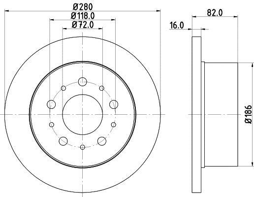 Hella 8DD 355 113-711 Тормозной диск задний невентилируемый 8DD355113711: Отличная цена - Купить в Польше на 2407.PL!