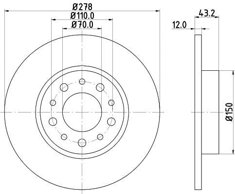 Hella 8DD 355 112-541 Тормозной диск задний невентилируемый 8DD355112541: Купить в Польше - Отличная цена на 2407.PL!