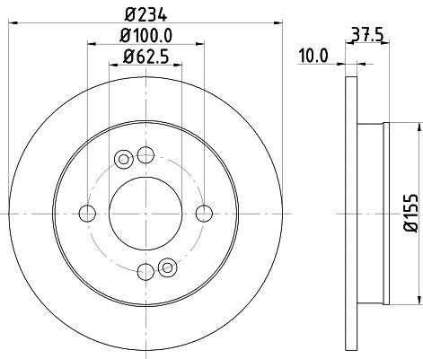 Hella 8DD 355 112-801 Тормозной диск задний невентилируемый 8DD355112801: Отличная цена - Купить в Польше на 2407.PL!
