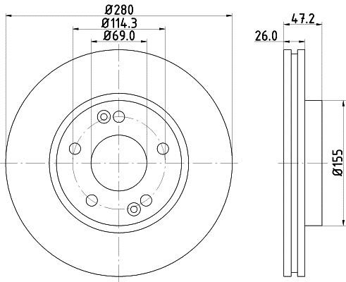 Hella 8DD 355 118-151 Тормозной диск передний вентилируемый 8DD355118151: Отличная цена - Купить в Польше на 2407.PL!