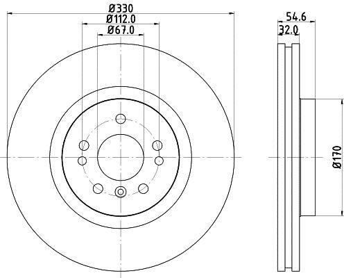 Hella 8DD 355 113-171 Front brake disc ventilated 8DD355113171: Buy near me in Poland at 2407.PL - Good price!