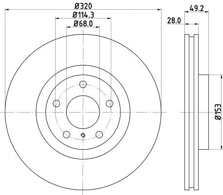 Hella 8DD 355 114-101 Front brake disc ventilated 8DD355114101: Buy near me in Poland at 2407.PL - Good price!