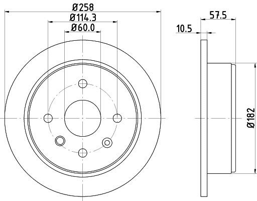 Hella 8DD 355 114-161 Rear brake disc, non-ventilated 8DD355114161: Buy near me in Poland at 2407.PL - Good price!