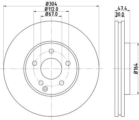 Hella 8DD 355 128-641 Диск гальмівний передній вентильований 8DD355128641: Купити у Польщі - Добра ціна на 2407.PL!