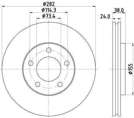 Hella 8DD 355 113-381 Тормозной диск передний вентилируемый 8DD355113381: Отличная цена - Купить в Польше на 2407.PL!