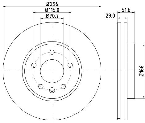 Hella 8DD 355 114-401 Front brake disc ventilated 8DD355114401: Buy near me in Poland at 2407.PL - Good price!