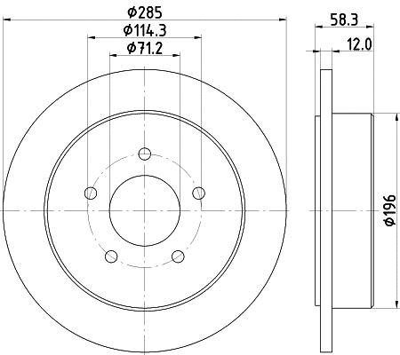 Hella 8DD 355 114-771 Тормозной диск задний невентилируемый 8DD355114771: Отличная цена - Купить в Польше на 2407.PL!