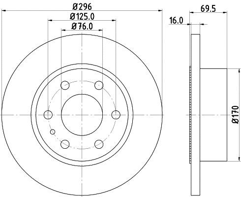 Hella 8DD 355 115-521 Rear brake disc, non-ventilated 8DD355115521: Buy near me in Poland at 2407.PL - Good price!
