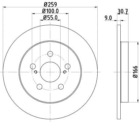 Hella 8DD 355 116-901 Тормозной диск задний невентилируемый 8DD355116901: Отличная цена - Купить в Польше на 2407.PL!