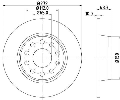 Hella 8DD 355 116-971 Rear brake disc, non-ventilated 8DD355116971: Buy near me in Poland at 2407.PL - Good price!