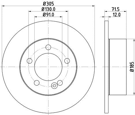 Hella 8DD 355 117-141 Тормозной диск задний невентилируемый 8DD355117141: Отличная цена - Купить в Польше на 2407.PL!