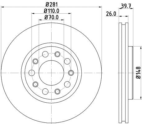 Hella 8DD 355 117-231 Front brake disc ventilated 8DD355117231: Buy near me in Poland at 2407.PL - Good price!