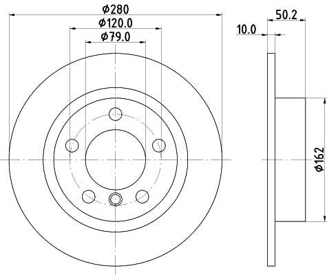 Hella 8DD 355 123-001 Тормозной диск задний невентилируемый 8DD355123001: Отличная цена - Купить в Польше на 2407.PL!