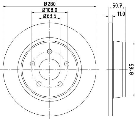 Hella 8DD 355 118-211 Rear brake disc, non-ventilated 8DD355118211: Buy near me at 2407.PL in Poland at an Affordable price!