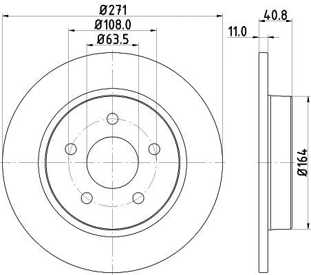 Hella 8DD 355 118-221 Rear brake disc, non-ventilated 8DD355118221: Buy near me in Poland at 2407.PL - Good price!