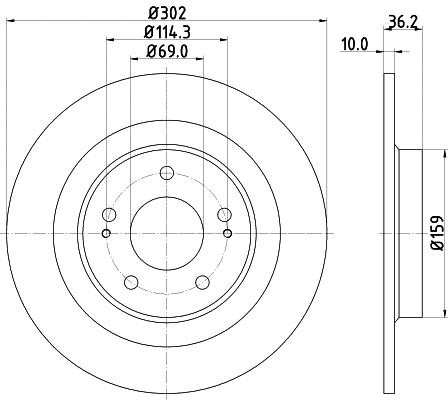 Hella 8DD 355 120-431 Rear brake disc, non-ventilated 8DD355120431: Buy near me in Poland at 2407.PL - Good price!