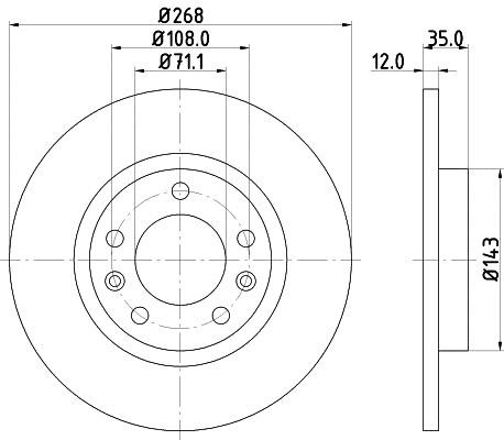Hella 8DD 355 120-491 Rear brake disc, non-ventilated 8DD355120491: Buy near me in Poland at 2407.PL - Good price!