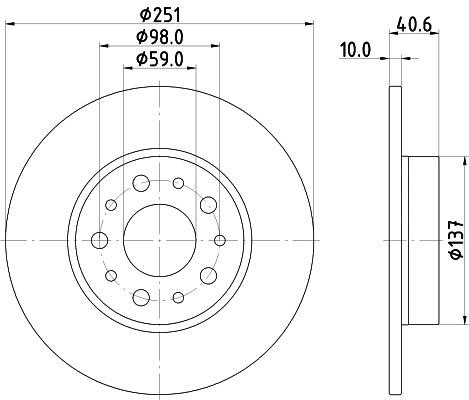 Hella 8DD 355 118-071 Тормозной диск задний невентилируемый 8DD355118071: Купить в Польше - Отличная цена на 2407.PL!
