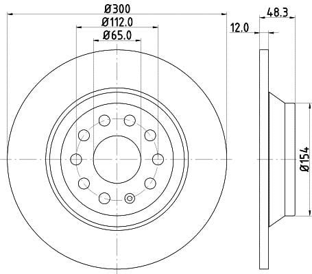 Hella 8DD 355 119-481 Rear brake disc, non-ventilated 8DD355119481: Buy near me at 2407.PL in Poland at an Affordable price!