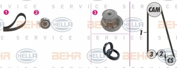 Hella 8MP 376 803-841 TIMING BELT KIT WITH WATER PUMP 8MP376803841: Buy near me in Poland at 2407.PL - Good price!