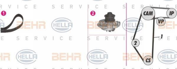 Hella 8MP 376 804-891 TIMING BELT KIT WITH WATER PUMP 8MP376804891: Buy near me in Poland at 2407.PL - Good price!