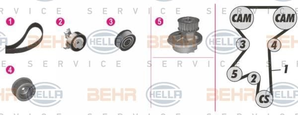 Hella 8MP 376 809-841 TIMING BELT KIT WITH WATER PUMP 8MP376809841: Buy near me in Poland at 2407.PL - Good price!
