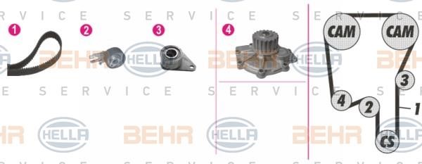 Hella 8MP 376 814-811 TIMING BELT KIT WITH WATER PUMP 8MP376814811: Buy near me in Poland at 2407.PL - Good price!