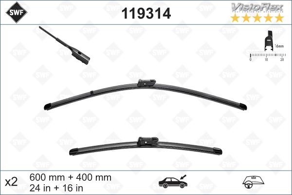 SWF 119314 Wiper Blade Kit SWF VisioFlex OE 600/400 119314: Buy near me in Poland at 2407.PL - Good price!