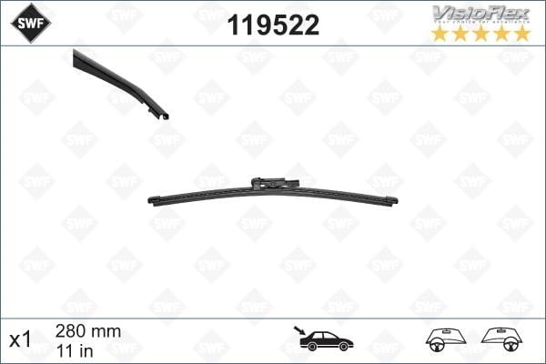 SWF 119522 Щетка стеклоочистителя задняя SWF VisioFlex Rear 280 мм (11") 119522: Отличная цена - Купить в Польше на 2407.PL!