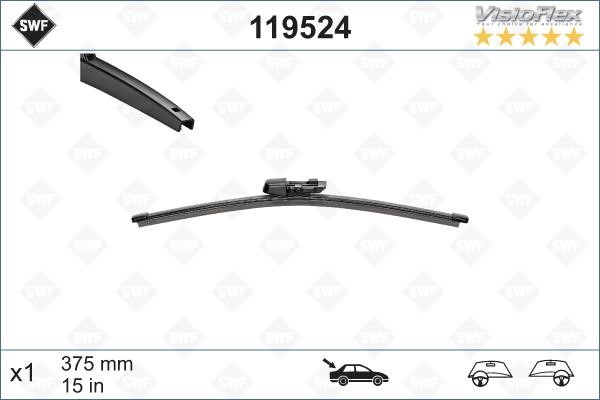 SWF 119524 Щетка стеклоочистителя задняя SWF VisioFlex Rear 380 мм (15") 119524: Отличная цена - Купить в Польше на 2407.PL!