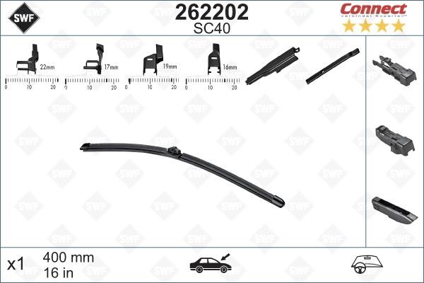 SWF 262202 Wiper Blade Frameless 400 mm (16") 262202: Buy near me in Poland at 2407.PL - Good price!