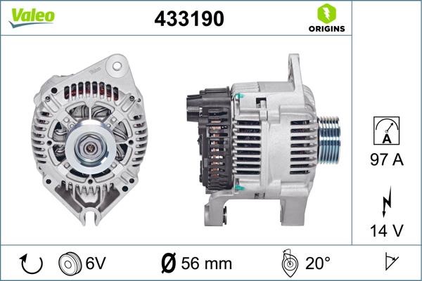 Valeo 433190 Alternator 433190: Buy near me in Poland at 2407.PL - Good price!