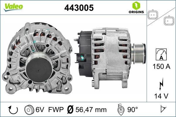 Valeo 443005 Alternator 443005: Buy near me at 2407.PL in Poland at an Affordable price!