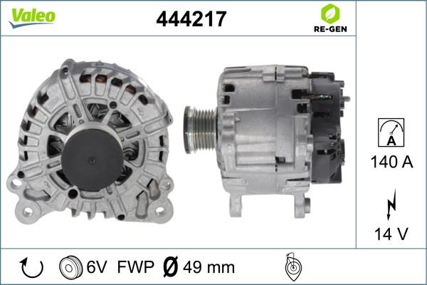Valeo 444217 Alternator 444217: Buy near me in Poland at 2407.PL - Good price!