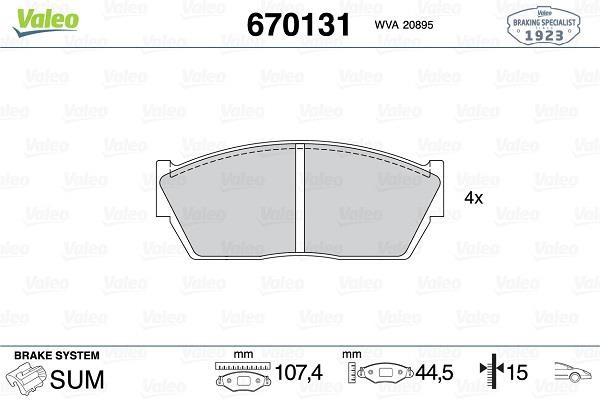 Valeo 670131 Тормозные колодки дисковые, комплект 670131: Отличная цена - Купить в Польше на 2407.PL!