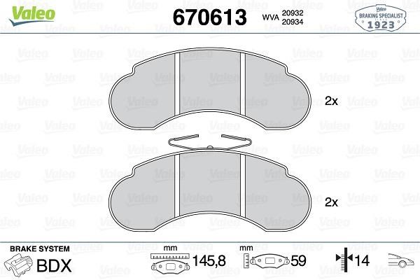 Valeo 670613 Brake Pad Set, disc brake 670613: Buy near me in Poland at 2407.PL - Good price!