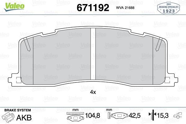 Valeo 671192 Тормозные колодки дисковые, комплект 671192: Отличная цена - Купить в Польше на 2407.PL!