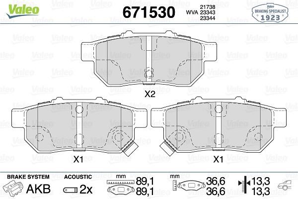 Valeo 671530 Brake Pad Set, disc brake 671530: Buy near me in Poland at 2407.PL - Good price!