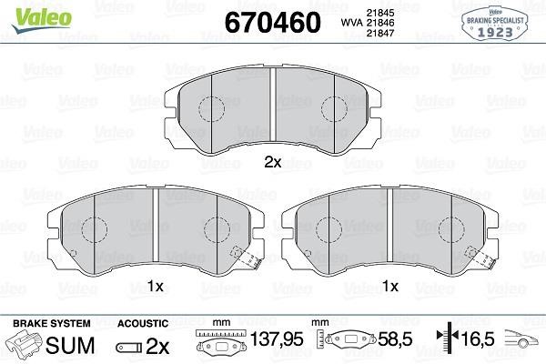 Valeo 670460 Brake Pad Set, disc brake 670460: Buy near me in Poland at 2407.PL - Good price!
