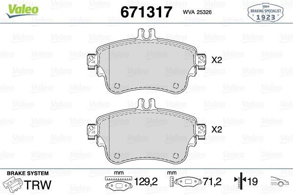 Valeo 671317 Тормозные колодки дисковые, комплект 671317: Отличная цена - Купить в Польше на 2407.PL!