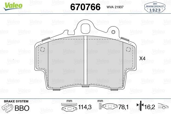 Valeo 670766 Тормозные колодки дисковые, комплект 670766: Отличная цена - Купить в Польше на 2407.PL!