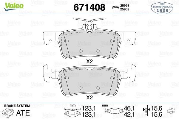 Valeo 671408 Гальмівні колодки, комплект 671408: Приваблива ціна - Купити у Польщі на 2407.PL!