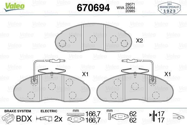 Valeo 670694 Brake Pad Set, disc brake 670694: Buy near me in Poland at 2407.PL - Good price!